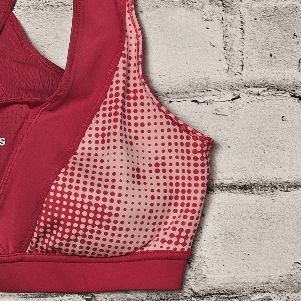 Adidas Pink Crossback Sports Bra Mesh Print Medium Activewear - Picture 4 of 8